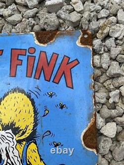 Vintage Rat Fink Porcelain Metal Sign Hot Rod Drag Racing Car Oil Gas Ed Roth