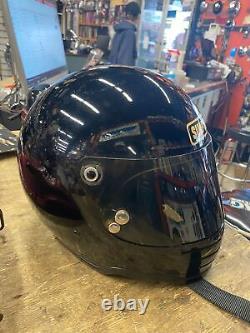 Vtg 1975 Simpson FF Racing Helmet Black Flip Shield Motorcycle Drag Race car