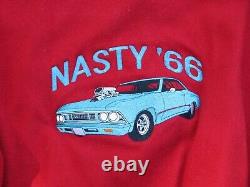Vtg Empire RT RACING Muscle Car Embroidered Jacket Red Wool JIM XL Drag NASTY 66