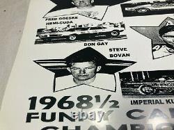 1968 Signed Poster Funny Car Team Championship Orange County Intl' Raceway 11x17