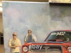 68 Mustang, Super Stock Drag Racing, Peinture À L'huile Originale De L'artiste Chris Walsh