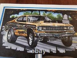 Akron Arlen Vanke Barracuda Duster Dessin d'Art Original de Course de Dragsters 16 x 20