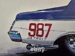 COLOR ME GONE 1964 Dodge 330 Drag Car Dessin d'art original Course de dragsters Frederick