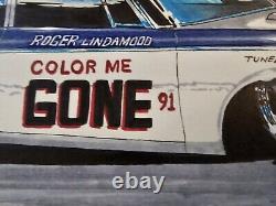 COLOR ME GONE 1964 Dodge 330 Drag Car Original Art Drawing Drag Racing Frederick<br/>  <br/>
Devient invisible 1964 Dodge 330 Drag Car Dessin d'art original Course de dragsters Frederick