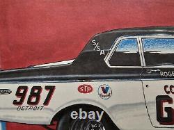 COLOR ME GONE II'64 Dodge 330 Drag Racing Car Dessin d'Art Original par Frederick
