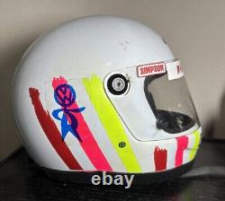 Casque de course automobile Goodyear Simpson Snell 90 SCCA Drag Car signé par Duck Allen