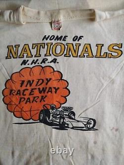 Course de dragsters NHRA des années 1950/60 au parc de course d'Indy Raceway Park, États-Unis, édition nationale, taille S/M, aspect vieilli.