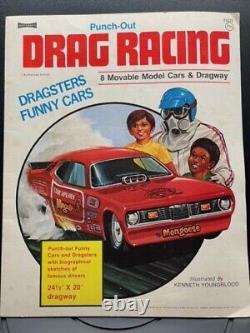 Course de dragsters à punch-out super rare Nhra Vrhtf - 8 voitures modèles mobiles et piste de dragsters