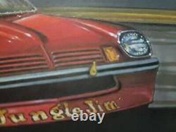 Dessin original d'art de Jungle Jim Liberman 1974 Vega Funny Car Drag Race Art