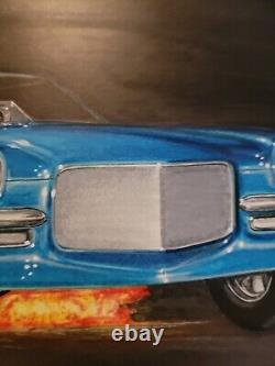 Dessin original de l'œuvre d'art Jungle Jim Liberman 1970 Camaro Funny Car Drag Race Art.