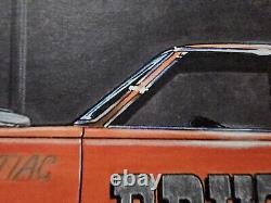 Dessin original de l'œuvre d'art de la voiture de course Lew Arrington's 1965 GTO BRUTUS Drag Car