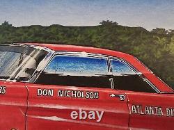 Don Nicholson 1965 Mercury Comet Cyclone Dessin d'art original Voiture de course de dragsters