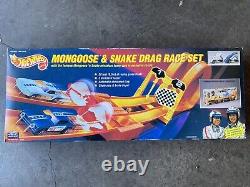 En français, le titre se traduit par : 'Ensemble de course de dragsters Mongoose & Snake Hot Wheels VINTAGE 1993 n° 24906 - Neuf sous emballage'