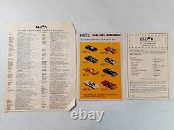 Ensemble de pistes de course et de dragsters Eldon 2 en 1 de 1967 #9543, NON TESTÉ, 5 carrosseries de voitures, instructions