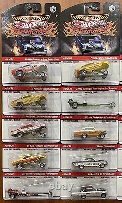 Hot Wheels 2008 Drag Strip Demons, Ensemble Complet de 30 Voitures, Comme Neuf avec des Numéros Supplémentaires #1, 9, 29