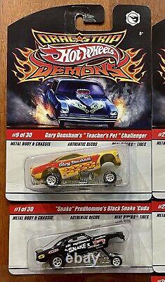 Hot Wheels 2008 Drag Strip Demons, Ensemble Complet de 30 Voitures, Comme Neuf avec des Numéros Supplémentaires #1, 9, 29