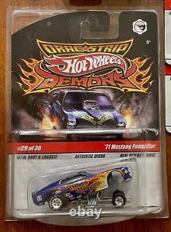 Hot Wheels 2008 Drag Strip Demons, Ensemble Complet de 30 Voitures, Comme Neuf avec des Numéros Supplémentaires #1, 9, 29