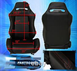 Inclinable Universal Bucket Seats Chairs Car Automotive Race Rail Sliders Noir