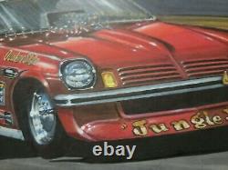 Jungle Jim Liberman 1974 Vega Funny Car Dessin d'art original de course de dragsters