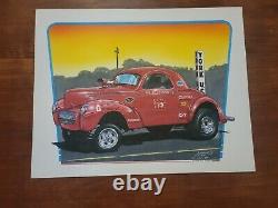 KS Pittman 1941 Willys Gasser Dessin Original Drag Racing Art Frederick Artwork