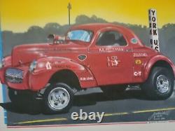 KS Pittman 1941 Willys Gasser Dessin Original Drag Racing Art Frederick Artwork