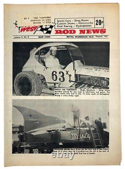 Lot de 12 magazines de journaux 1965 NORTHWEST Hot ROD NEWS traduit en français : 'Lot de 12 magazines de journaux 1965 NORTHWEST Hot ROD NEWS sur l'actualité des voitures de course Drag Racing de l'année complète'.