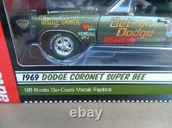 Monde de l'automobile 1969 Dodge Coronet Super Bee Drag Racer 1/18 Neuf Dans Sa Boîte