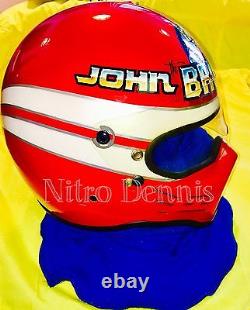 Nhra John Force Race Worn Helmet Funny Car Nitro Rare Drag Racing Signé Brute