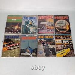 Revue de courses de dragsters - Lot mixte de 10 magazines de voitures de course de 1967 à 1977