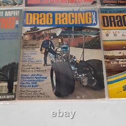 Revue de courses de dragsters - Lot mixte de 10 magazines de voitures de course de 1967 à 1977