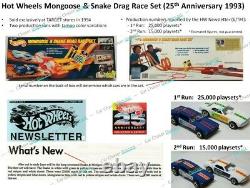 Roues Chaudes Mongoose & Snake Drag Race Set (s/n 9,086) Nouveau Avec Boîte D'expédition Personnalisée