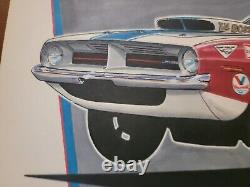 Sox & Martin 1970 Plymouth Hemi Cuda Drag Car Dessin d'Art Original Course de Drag Racing.