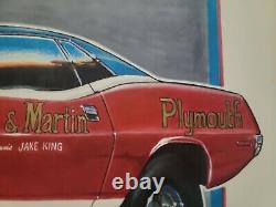 Sox & Martin 1970 Plymouth Hemi Cuda Voiture de Drag Dessin d'Art Original Course de Dragsters