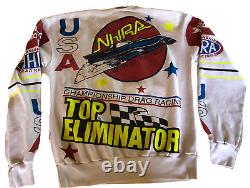 Sweat-shirt de course VTG 80s NHRA Championship Drag Racing avec impression Winston Racing partout.