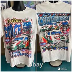 T-shirt Vintage 1997 John Force 2 côtés L NHRA Drag Racing NASCAR RARE VTG READ