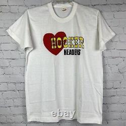 T-shirt Vintage des Stars de l'écran des années 80 avec le logo Hooker Headers pour les voitures de course Hot Rod Drag Racing NOS