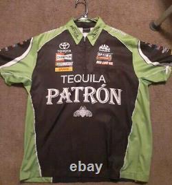 T-shirt d'équipage NHRA signé Alexis DeJoria Kalitta Patron Toyota Funny Car en taille L