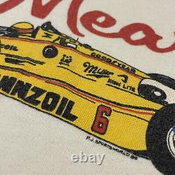 T-shirt vintage des années 80 de Rick Mears en course de drag Indy Pennzoil Miller Car 1985 Rare