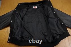 Veste d'ingénierie étrange pour hommes XL en cuir noir et laine pour le drag racing sur piste ovale aux États-Unis.