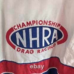 Veste vintage NHRA Winston Drag Racing Sport Service rouge, blanc et bleu pour homme taille XXL