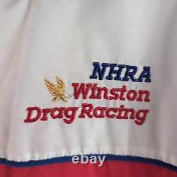 Veste vintage NHRA Winston Drag Racing Sport Service rouge, blanc et bleu pour homme taille XXL