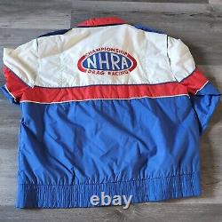 Veste vintage NHRA Winston Drag Racing Sport Service rouge, blanc et bleu pour homme taille XXL