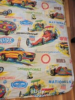 Vintage 70s Nhra Sac De Couchage Très Rare Gatornationals Drag Cars Nice