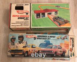 Vintage Hotwheels Mongoose & Snake Drag Race Super Chargeur Sprint Set Incomplete