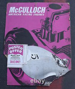Vintage Mcculloch American Racing Engines Affiche D'affichage De Magasin Hot Rod Drag Car