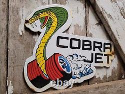 Vintage Mustang Porcelaine Enseigne Cobra Jet Drag Racing Ford Voiture Essence Service