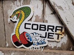 Vintage Mustang Porcelaine Enseigne Cobra Jet Drag Racing Ford Voiture Essence Service