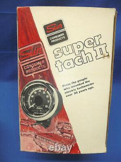 Vintage Nos Sun Ligne Bleue Sun Super Tach II 8k Tachymètre Jour 2 Real Deal