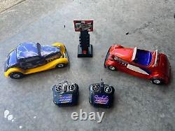 Vtg. 1999 Mattel Tyco R/C Course de Dragsters Hot Rod 2 Hot Rods Boîte d'origine Testée et Fonctionnelle