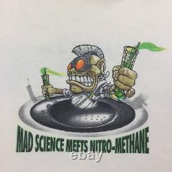 Vtg Scotty Cannon T-shirt Mad Science Rencontre Nitro Nhra Drag Racing Funny Car XL